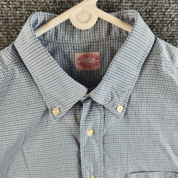 Arthur & Fox Size 42 Blue Green Check Long Sleeve Button Up Shirt Made In France - Picture 2 of 16